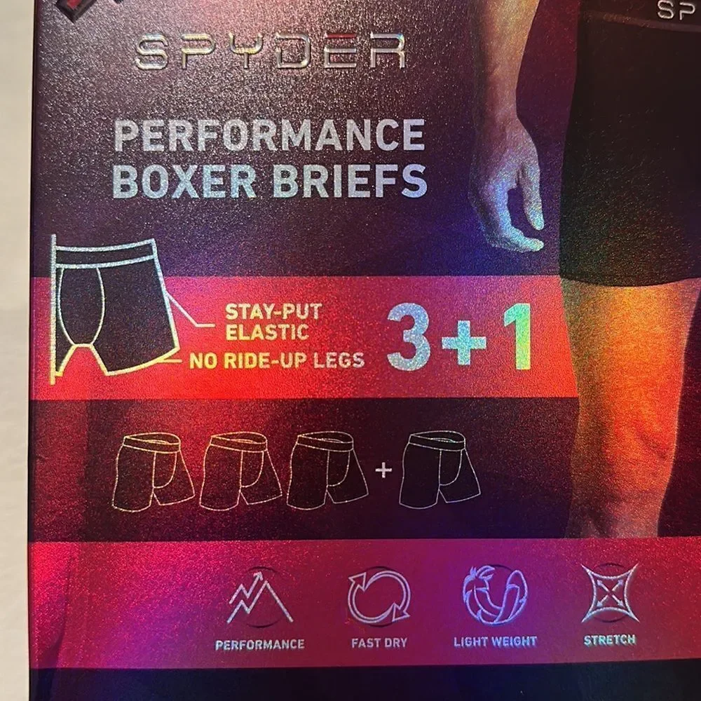 Spyder M Performance Boxer Briefs Polyester Spandex Lightweight Pack of 4